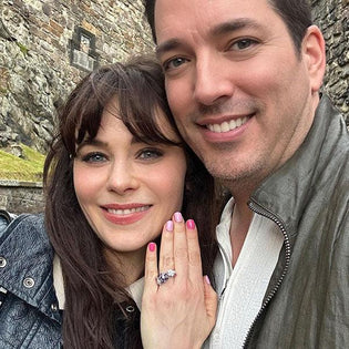  Actress Zooey Deschanel Shows Off Colorful Floral-Motif Engagement Ring - Diamond Designs