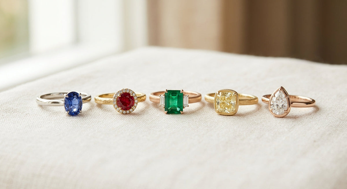 Colored Center Stones: Sapphire, Emerald, Ruby and Lab-Grown Diamond Engagement Rings