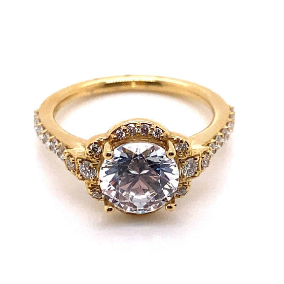 Ritani Yellow 18 Karat Gold Diamond Engagement Ring Mounting Size 6.5 *