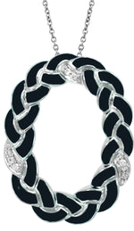 Braid Oval Pendant with Stones, view 2