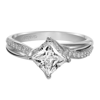 ArtCarved "Stella" White 14 Karat Gold Diamond Engagement Ring Mounting Size 6.5 - view 2