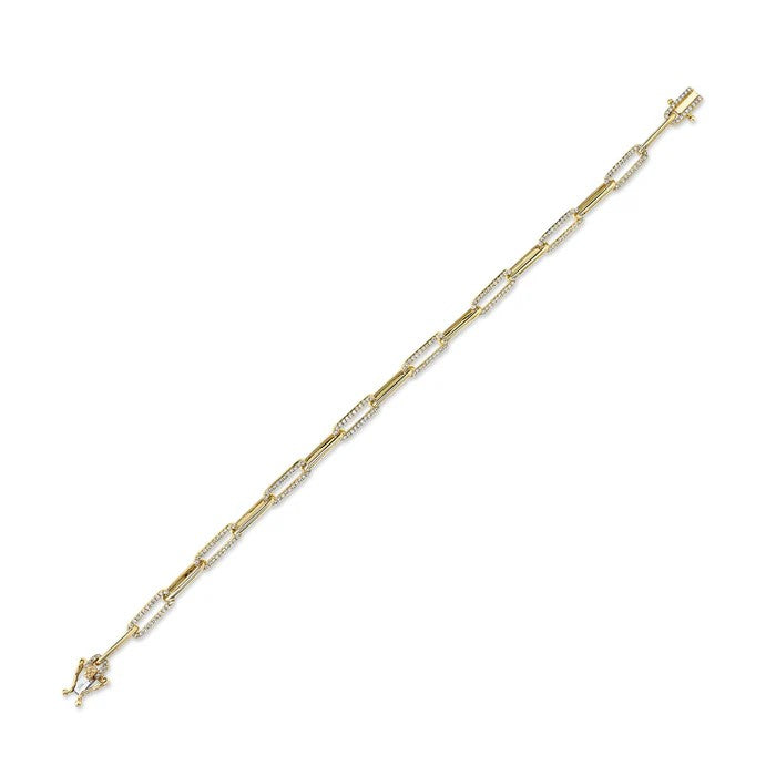 Shy Creation Yellow 14 Karat Gold Diamond Fancy Link Bracelet - view 2
