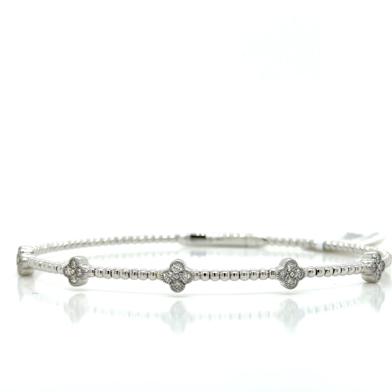 White 18 Karat Gold Diamond Flexible Bangle Bracelet