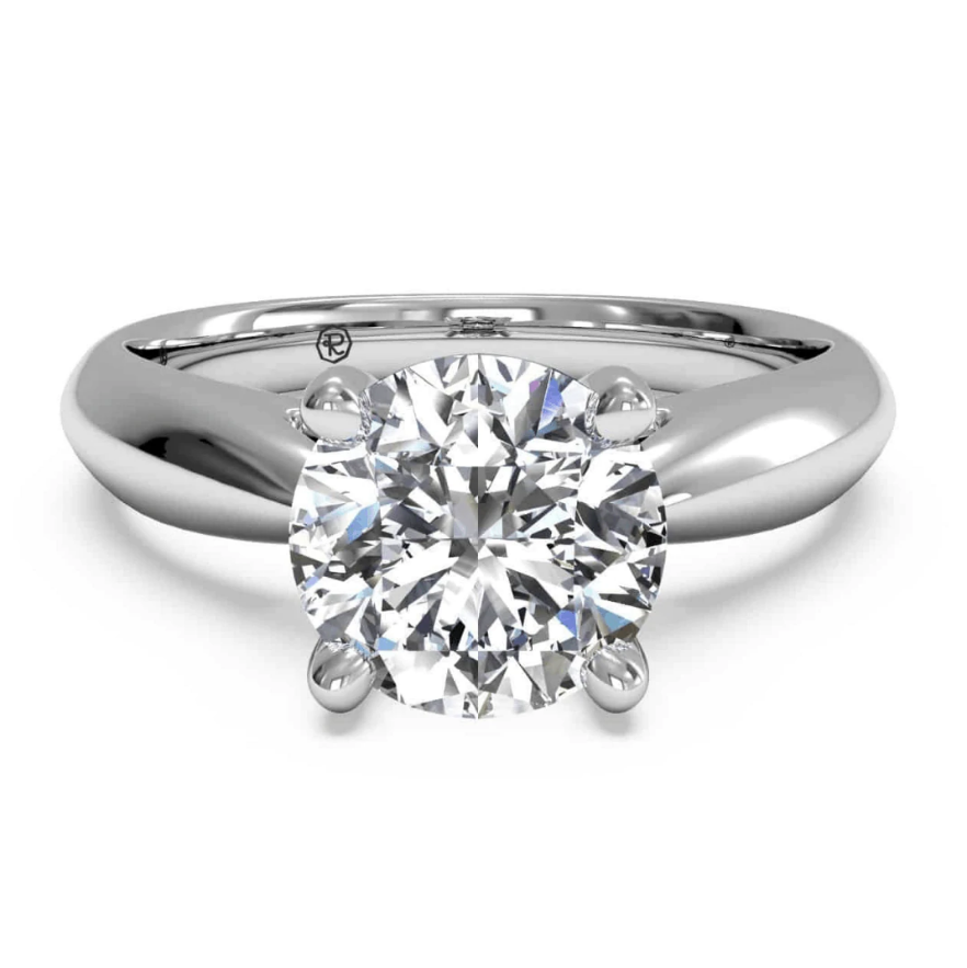 Ritani White 14 Karat Gold Solitaire Engagement Ring Mounting Size 6 *