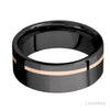 Lashbrook Black Zirconium 14K Rose Gold Stripe Wedding Band Size 10 *