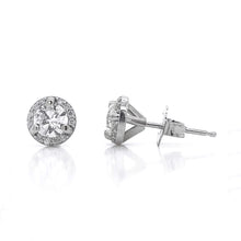  Diamond Designs White 14 Karat Gold 0.63ctw Diamond Halo Earrings *
