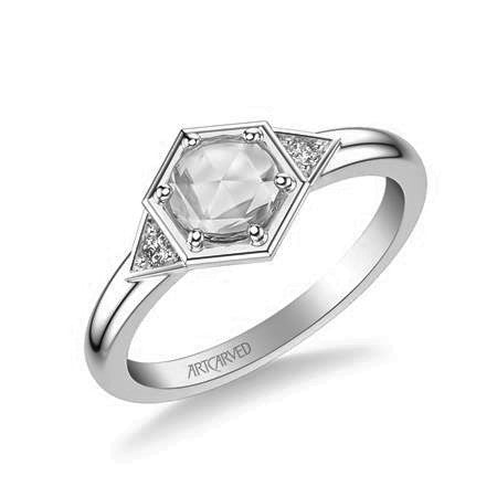 ArtCarved Rose White 14 Karat Gold Accented Diamond Engagement Ring Size 6.5