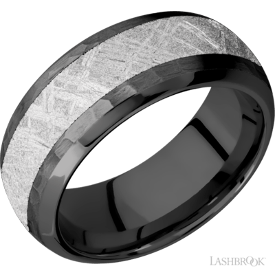 Lashbrook Black Zirconium Meteorite Wedding Band Size 10 *
