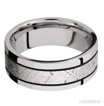 Lashbrook White Cobalt Chrome Meteorite Wedding Band Size 10 *