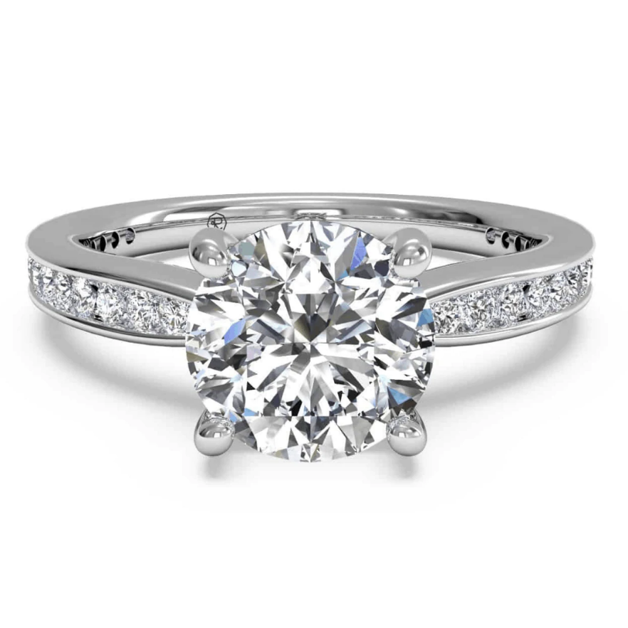 Ritani White 14 Karat Gold Diamond Engagement Ring Mounting Size 6.5 *
