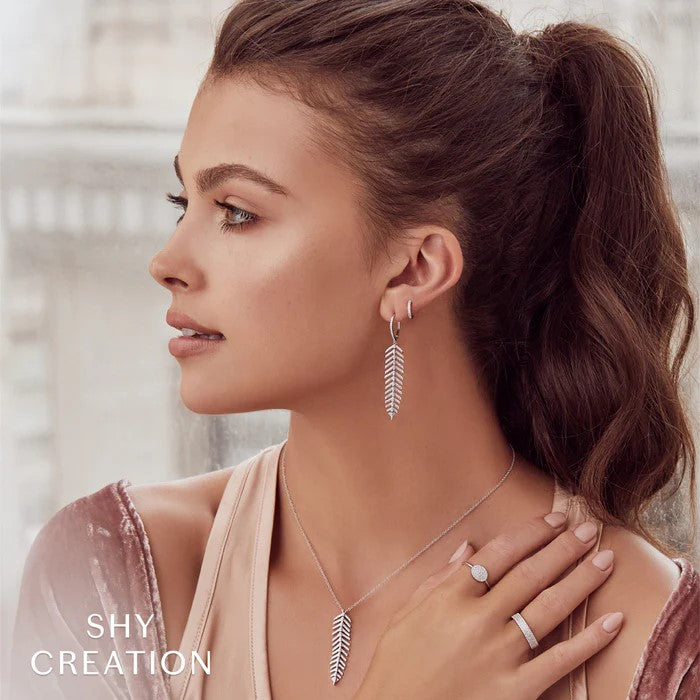 Shy Creation White 14 Karat Gold Diamond Small Hoop Earrings * - view 4