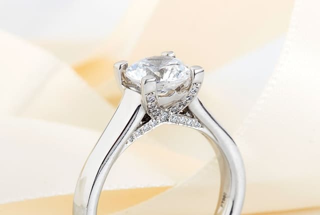 Ritani White 14 Karat Gold Diamond Engagement Ring Mounting Size 6.5 * - view 2