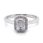 Diamond Designs White 14 Karat Gold Halo Diamond Engagement Ring Size 7 *
