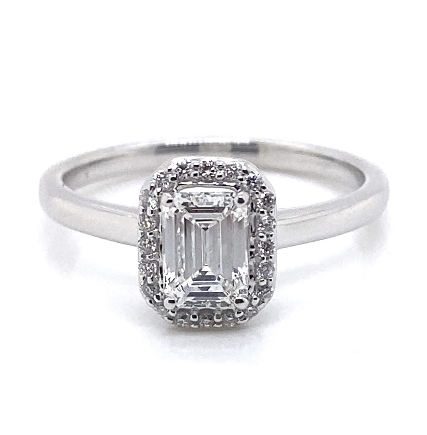 Diamond Designs White 14 Karat Gold Halo Diamond Engagement Ring Size 7 *