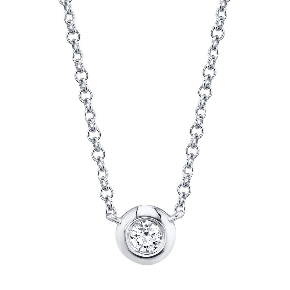 Shy Creation White 14 Karat Gold Diamond Bezel Necklace *