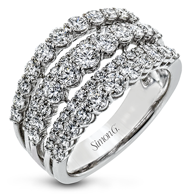 Simon G LR2622 White Gold Diamond 5 Row Ring Size 6.5*