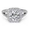 Ritani White 14 Karat Gold Diamond Split Shank Engagement Ring Mounting Size 6.5 *
