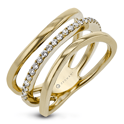 Zeghani Yellow 14 Karat Gold Diamond Free Form Fashion Ring *