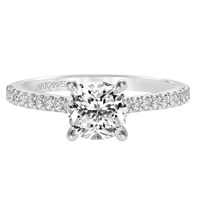 ArtCarved White 14 Karat Gold Diamond Engagement Ring Mounting Size 6.5 *