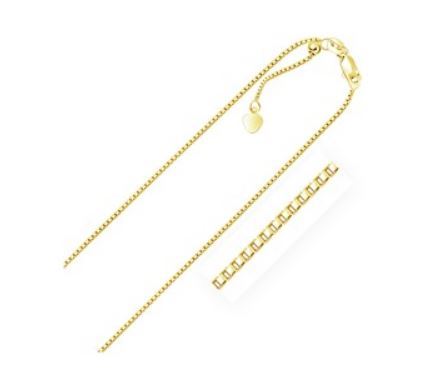 Diamond Designs 14 Karat Yellow Polished 22" Adjustable Box Link Chain *