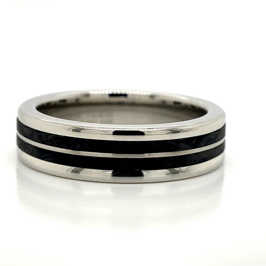 Triton White Tungsten Carbide Carbon Fiber Wedding Band Size 10 *