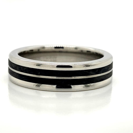Triton White Tungsten Carbide Carbon Fiber Wedding Band Size 10 *