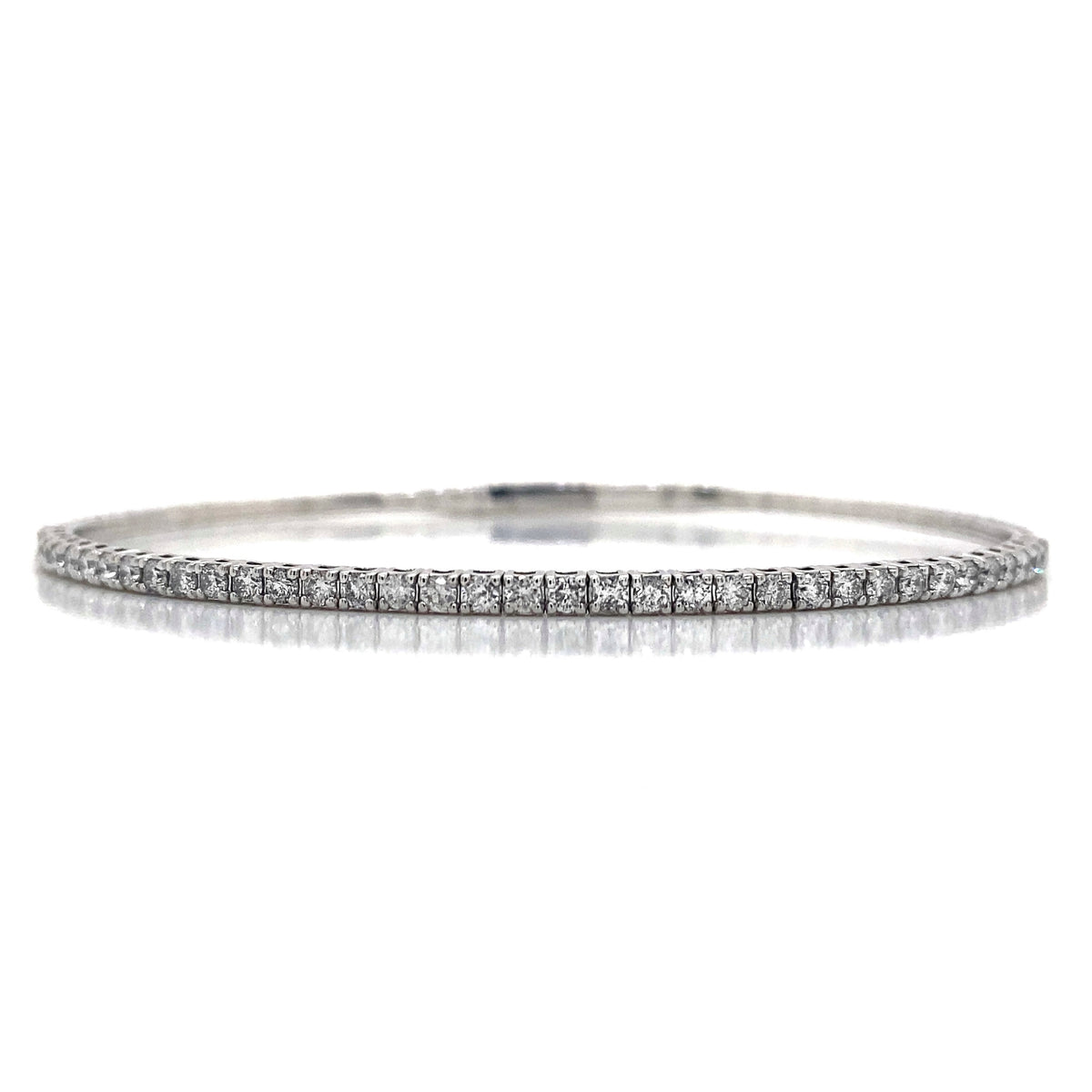 White 14 Karat Gold Diamond Bangle Bracelet