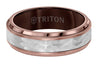 Triton Brown & White Tungsten Carbide Wedding Band Size 10 *