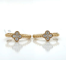  Yellow 18 Karat Gold Diamond Small Hoop Earrings