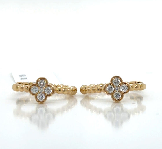 Yellow 18 Karat Gold Diamond Small Hoop Earrings