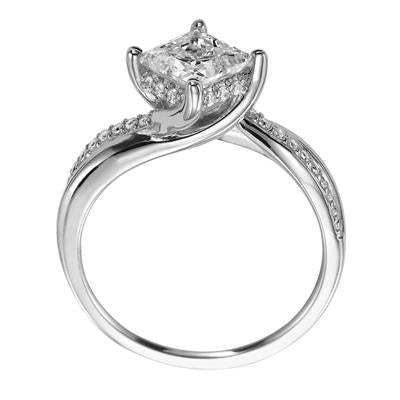 ArtCarved White 14 Karat Gold Diamond Engagement Ring Mounting Size 6.5 *