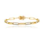 Shy Creation Yellow 14 Karat Gold Diamond Fancy Link Bracelet