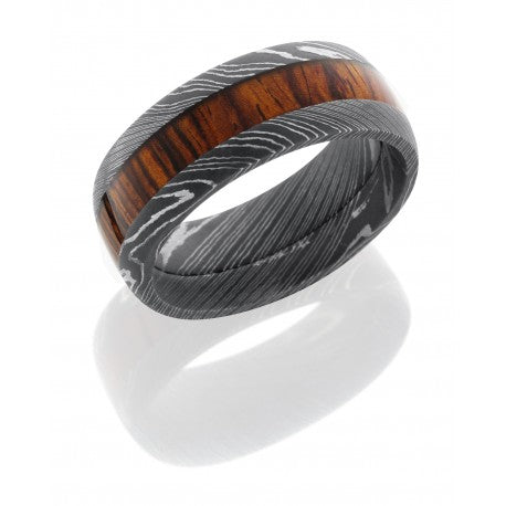 Lashbrook Damascus Steel Cocobolo Wood Wedding Band Size 10 *