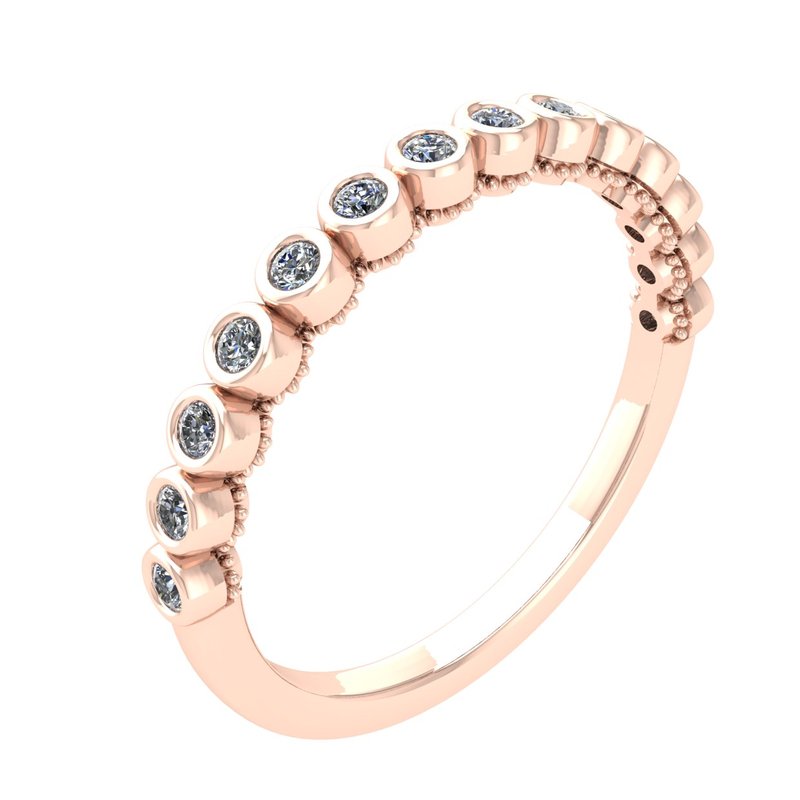 Diamond Designs Rose 18 Karat Gold Wedding Band Size 6.5 0.21ctw