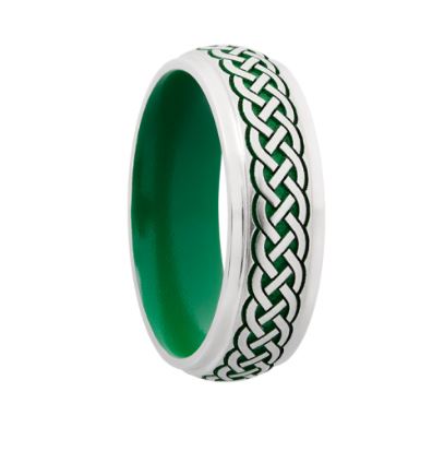 Lashbrook White Cobalt Chrome Green Celtic 9 Wedding Band Size 10 * - view 2