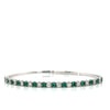 White 14 Karat Gold Diamond and Emerald Flexible Bangle Bracelet