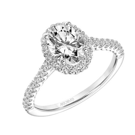 ArtCarved "Jocelyn" White 14 Karat Gold Diamond Engagement Ring Mounting Size 6.5