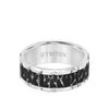 White Tungsten Carbide BlackHammered Wedding Band Size 9.5 *