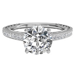 Ritani White 14 Karat Gold Diamond Engagement Ring Mounting Size 6.5 *