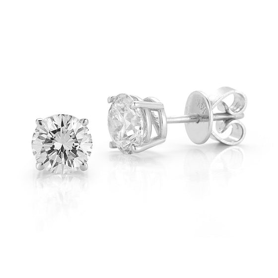 Diamond Designs White 14 Karat Gold 0.99ctw Diamond Stud Earrings *