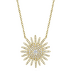 Shy Creation Yellow 14 Karat Gold Diamond Large Starburst Necklace *