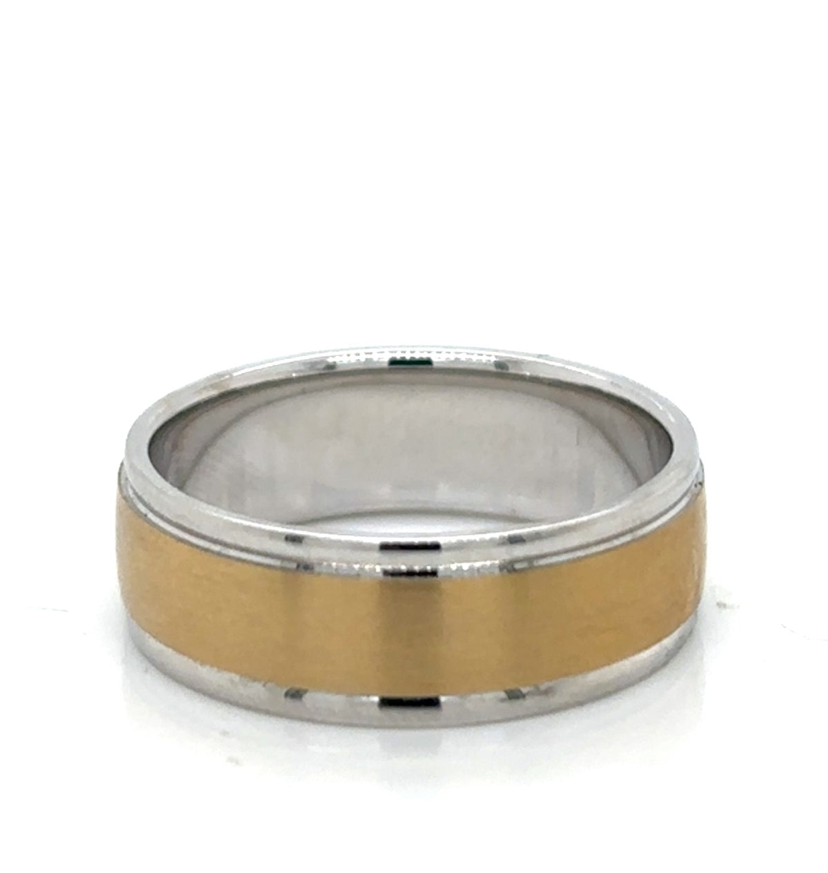 6mm 14K White and Yellow Gold Comfort Fit Wedding Band - view 2