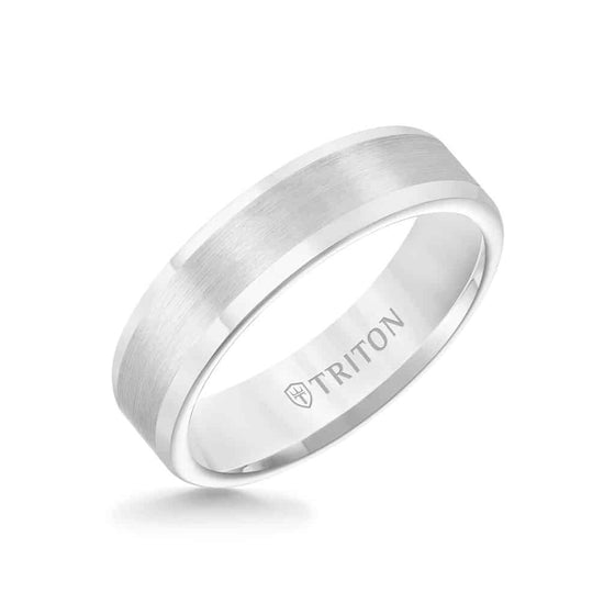 Triton White Tungsten Carbide Satin Wedding Band Size 10 *