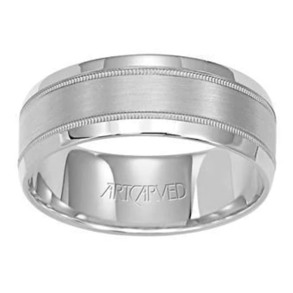ArtCarved White 14 Karat Gold Wedding Band Size 10 (ART:11-WV591W55-G) - view 2
