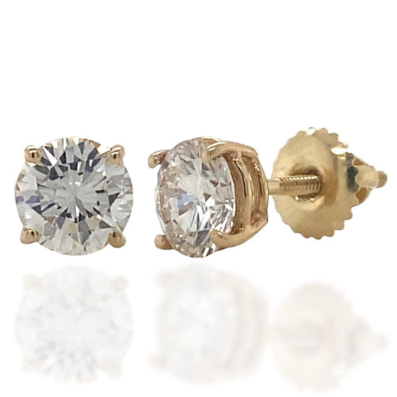 Diamond Designs Yellow 14 Karat Gold 1.49ctw Diamond Screwback Stud Earrings *