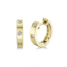 Shy Creation Yellow 14 Karat Gold Diamond Small Hoop Earrings *