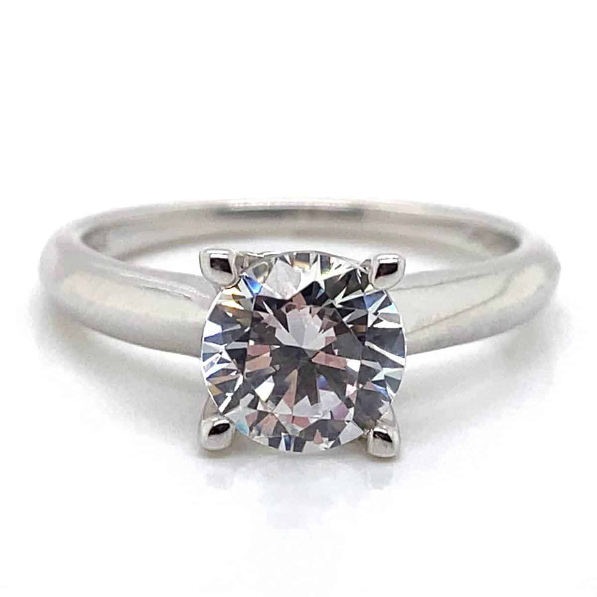 Ritani White 18 Karat Gold Diamond Engagement Ring Mounting Size 6.5 *