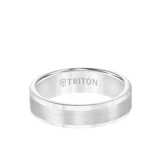 Triton White Tungsten Carbide Satin Wedding Band Size 10 *