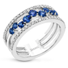 Simon G LR2303 White Gold Diamond and Sapphire Cluster Fashion Ring Size 6.5*