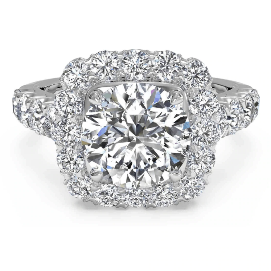 Ritani White 18 Karat Gold Diamond Engagement Ring Mounting Size 6.5 *